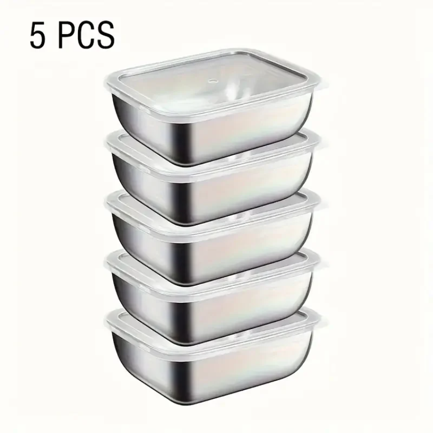 Meal Prep Kitchen - 5pcs Stainless Steel Food Storage Stackable